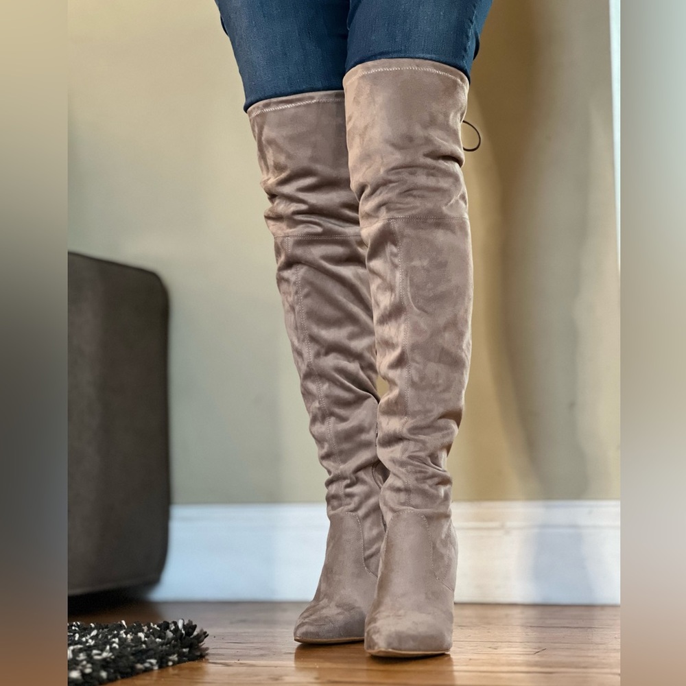 Guess Angeley Taupe Fabric over the knee boots. Size 8M
